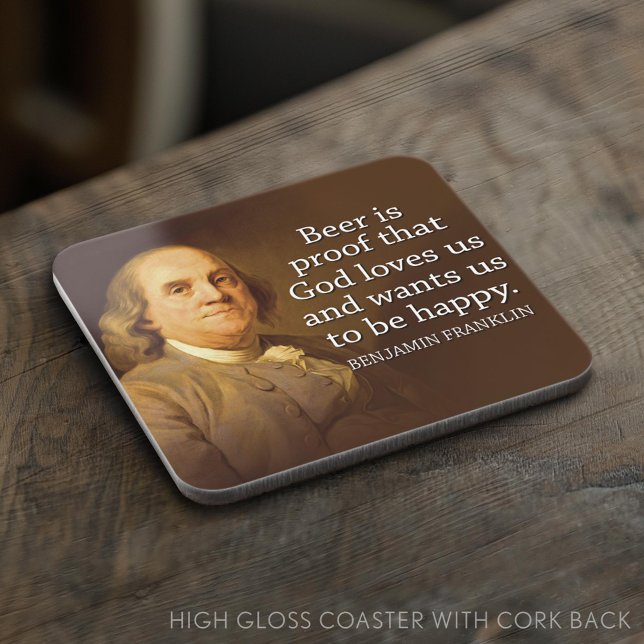 Posavasos Cita de Ben Franklin sobre cerveza (Custom Coaster)