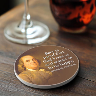 Posavasos Cita de cerveza de Ben Franklin