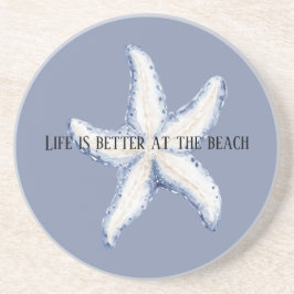 Posavasos Cita de Estrella de Mar Blanca Azul de Playa