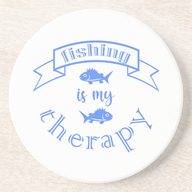 Posavasos Cita de la bandera Pesca es mi terapia (Frente)