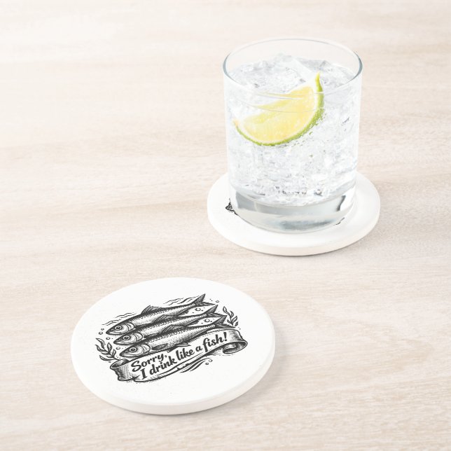 Posavasos Cita de pez sardina lindo (Lado)