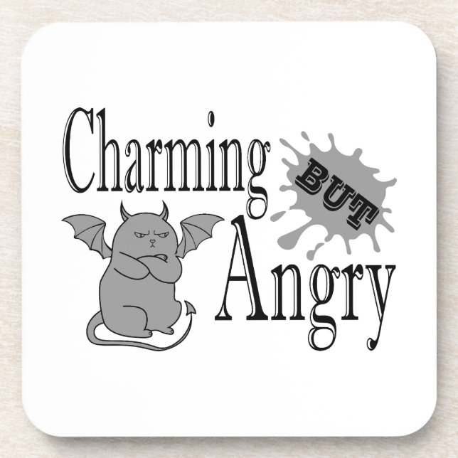 Posavasos Cita divertida de un pequeño gato endemoniado, enc (Frente)