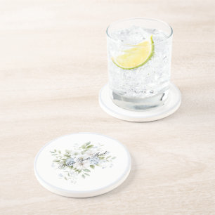 Posavasos Cita floral blanca azul bonita