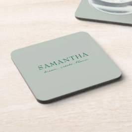 Posavasos Cita inspiradora de nombre verde esmeralda minimal
