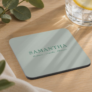Posavasos Cita inspiradora de nombre verde esmeralda minimal
