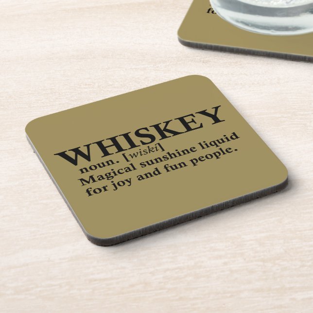 Posavasos Citas divertidas de la definición de Whiskey (Lado Izquierdo)