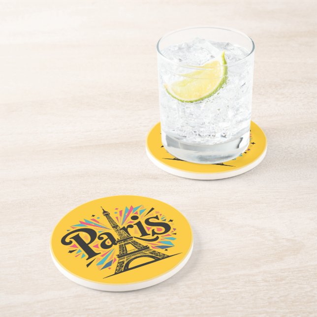 Posavasos City of Lights: Bold Paris Typography Art (Lado)