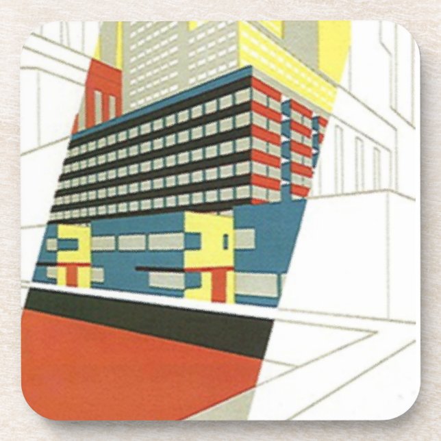 Posavasos Ciudad concreta de la ciudad del rascacielos de (Frente)