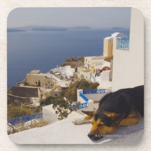 Posavasos Ciudad de Grecia, isla de Santorini, Oia, el
