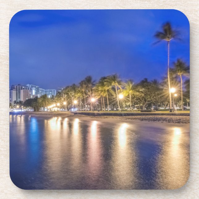 Posavasos Ciudad de Waikiki al amanecer (Frente)
