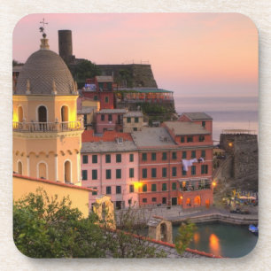 Posavasos Ciudad en la ladera de Vernazza por la noche, Cinq