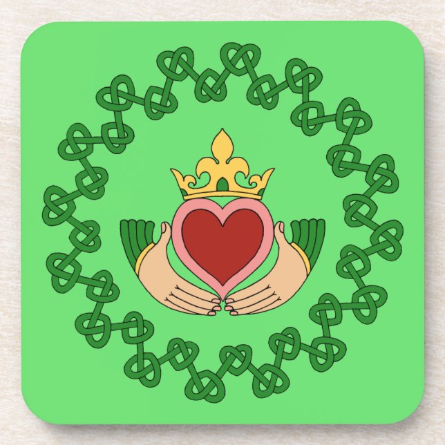 Posavasos Claddagh y Green Knotwork (Frente)
