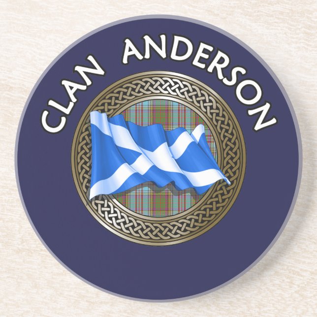Posavasos Clan Anderson Tartan Knot & Flag (Frente)