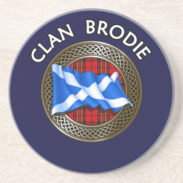 Posavasos Clan Brodie Tartan Knot & Flag (Frente)