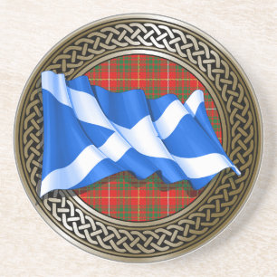 Posavasos Clan Bruce Tartan Knot & Flag
