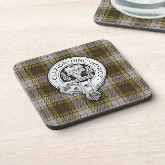 Posavasos Clan Buchanan Escudo y Vestir Tartán (Lado Izquierdo)