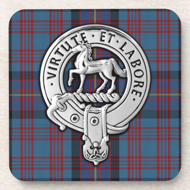Posavasos Clan Cochrane Escudo & Azure Tartán (Frente)