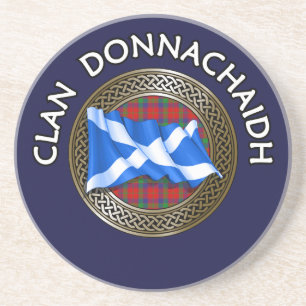 Posavasos Clan Donnachaidh   Robertson Tartan Knot & Flag