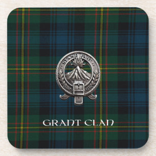 Posavasos Clan Grant de Escocia Tartán y Escudo