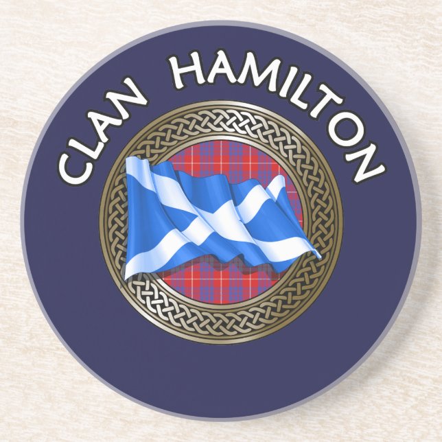 Posavasos Clan Hamilton Tartan Knot & Flag (Frente)