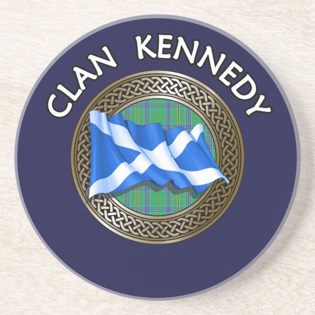 Posavasos Clan Kennedy Tartan Knot & Flag (Frente)