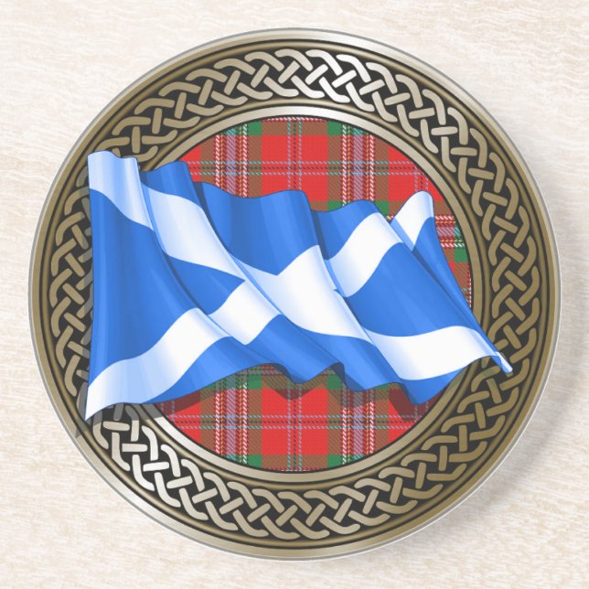 Posavasos Clan MacLean Tartan Knot & Flag (Frente)