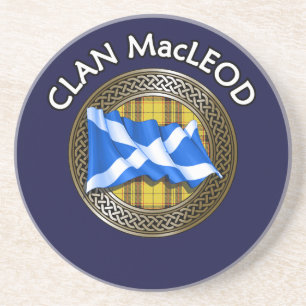 Posavasos Clan MacLeod Tartan Knot & Flag