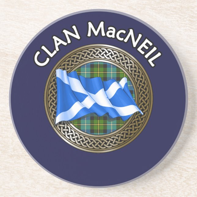 Posavasos Clan MacNeil Tartan Knot & Flag (Frente)