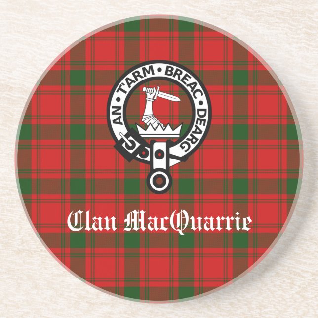 Posavasos Clan MacQuarrie Tartan y Escudo (Frente)