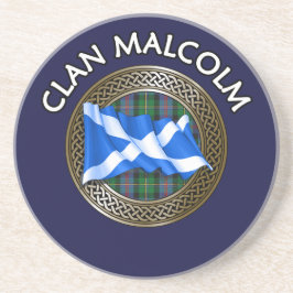 Posavasos Clan Malcolm Tartan Knot & Flag