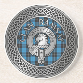 Posavasos Clan Ramsay Escudo y Hunting Tartan Knot