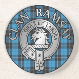 Posavasos Clan Ramsay Escudo y Hunting Tartan Knot
