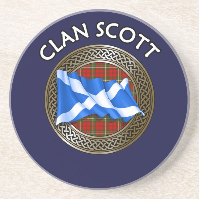 Posavasos Clan Scott Tartan Knot & Flag (Frente)