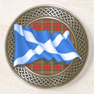 Posavasos Clan Scott Tartan Knot & Flag