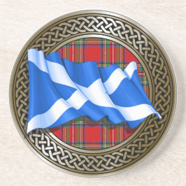 Posavasos Clan Stewart Tartan Knot & Flag