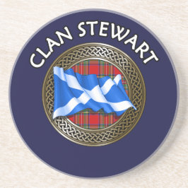 Posavasos Clan Stewart Tartan Knot & Flag