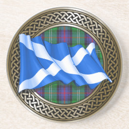 Posavasos Clan Sutherland Tartan Knot & Flag