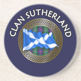 Posavasos Clan Sutherland Tartan Knot & Flag