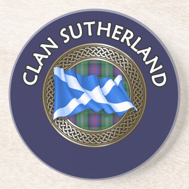 Posavasos Clan Sutherland Tartan Knot & Flag (Frente)