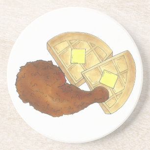 Posavasos Clásica comida del Alma frita pollo frito y Waffle