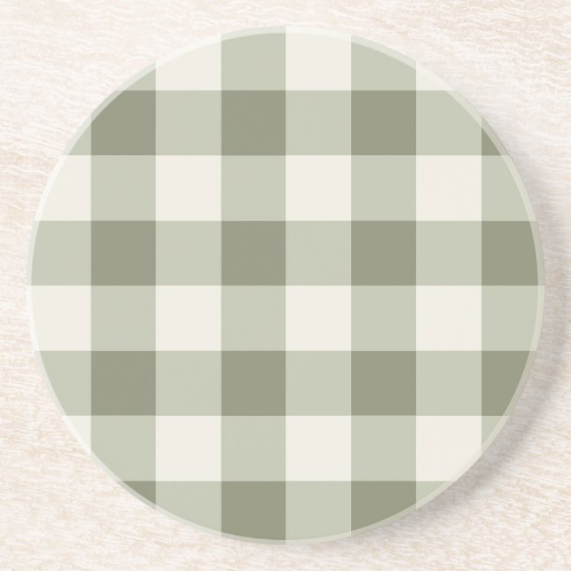 Posavasos Clásico Green Farmhouse Gingham Style (Frente)