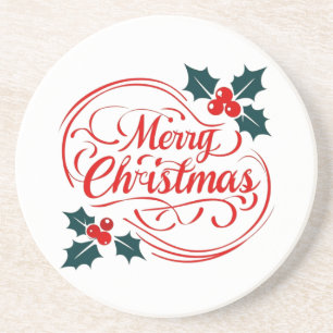 Posavasos Clásico Merry Christmas Holerry Holiday Art
