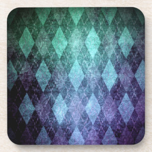 Posavasos Clásico patrón de diamante argyle vintage azul ver