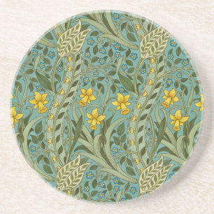 Posavasos Clásico patrón floral de narciso de William Morris
