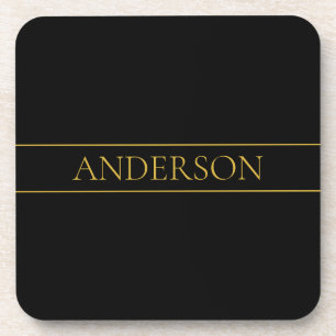Posavasos Clásico Texto y Líneas de Oro Personalizables