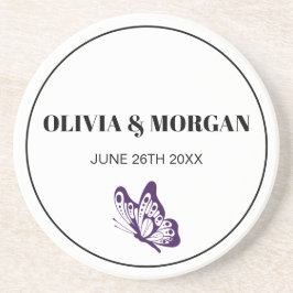 Posavasos Classic Elegant Script Wedding Rehearsal Sandstone