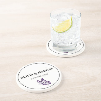 Posavasos Classic Elegant Script Wedding Rehearsal Sandstone