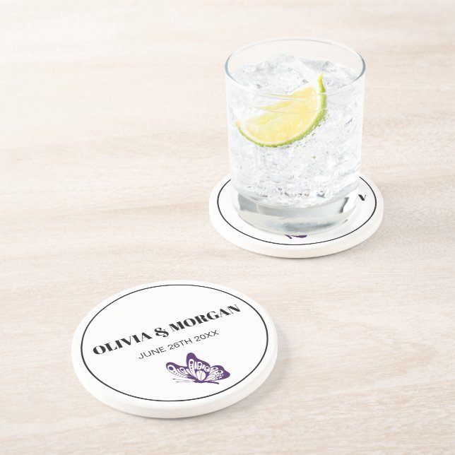 Posavasos Classic Elegant Script Wedding Rehearsal Sandstone (Lado)