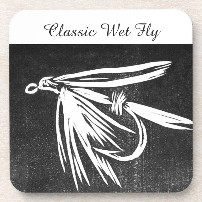 Posavasos "Classic Wet Fly - Black" Trout Fly Coaster (Frente)