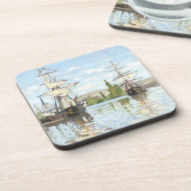 Posavasos Claude Monet. Buques montando en el Sena en Ruán (Lado Izquierdo)